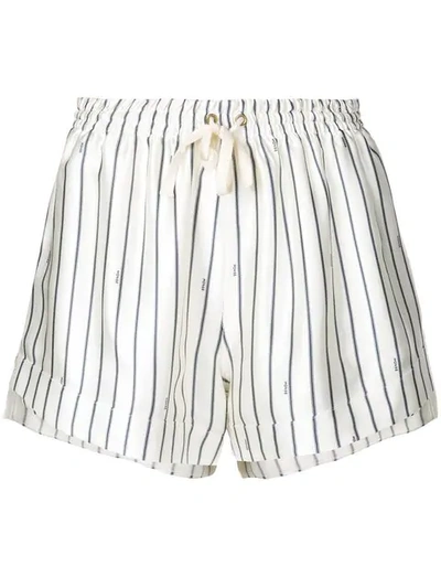 Monse Tie Waist Striped Shorts In White