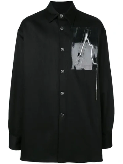 Raf Simons Printed Patch Shirt In Black