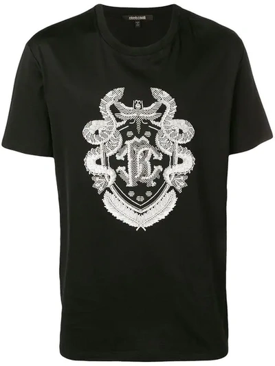 Roberto Cavalli Embroidered T-shirt In Black