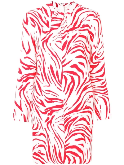 Msgm Abstract Print Short Dress In Red