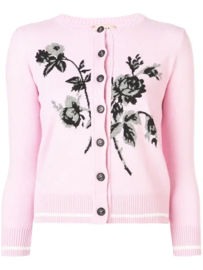 N°21 Knot Flower Patch Cardigan In Pink