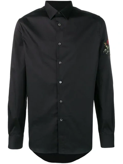 Alexander Mcqueen Embroidered Classic Shirt In Black