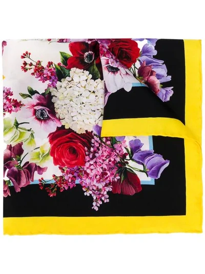 Dolce & Gabbana Classic Floral Square Scarf In Black