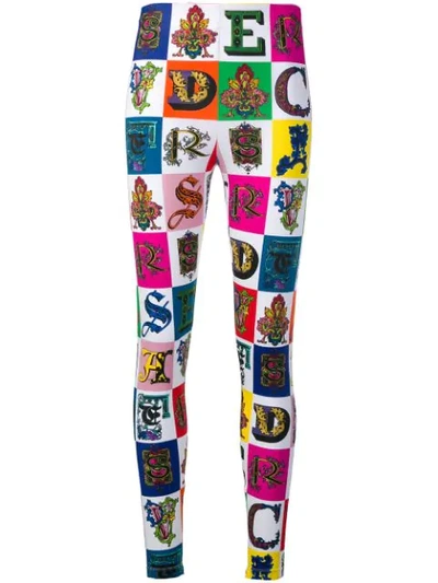 Versace Logo-print Stretch-jersey Leggings In Printed Bckgrnd White