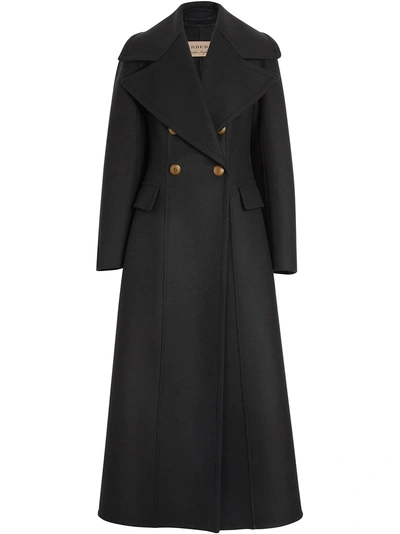 Burberry Doeskin Wool Tailored Coat In Black