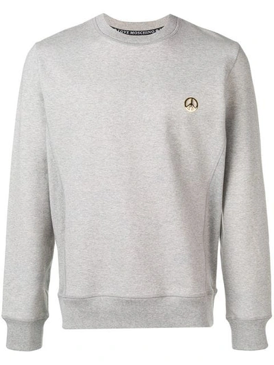 Love Moschino Peace Plaque Sweatshirt In Grey