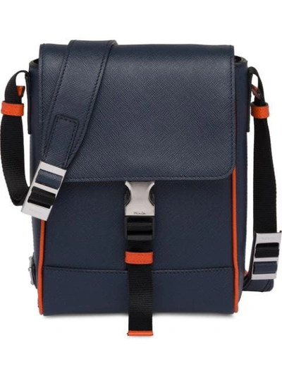 Prada Saffiano Leather Shoulder Bag In Blue