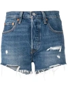 Levi's Frayed Edge Shorts In Blue
