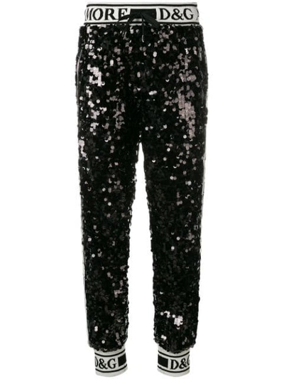 Dolce & Gabbana Sequined Jogging Pants In Black