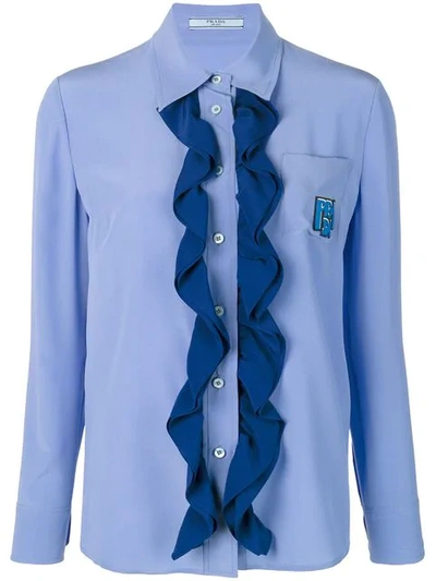 Prada Ruched Detail Shirt In Blue