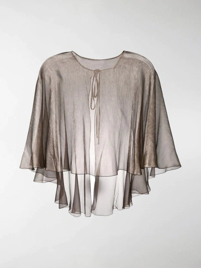 Maria Lucia Hohan Floaty Metallic Cape In Brown