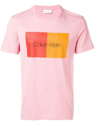 Calvin Klein Logo Printed T In Pink
