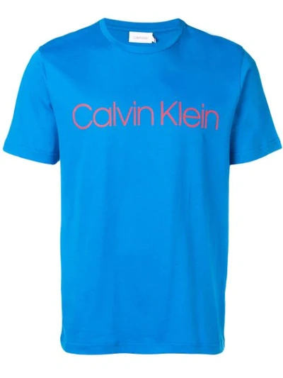 Calvin Klein Logo Printed T In Blue