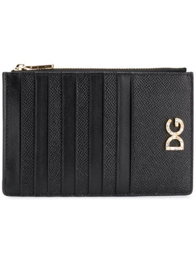 Dolce & Gabbana Crystal Logo Cardholder In Black