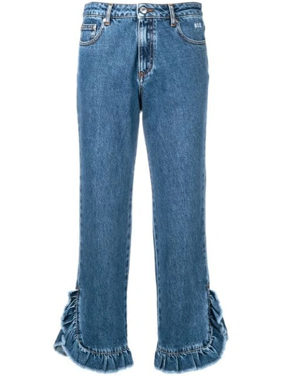 Msgm Cropped Leg Jeans In Blue
