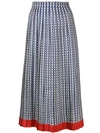 Valentino Geometric Pleated Skirt In Blue