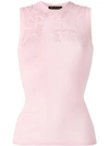 Versace Perforated Panel Tank Top In Pink