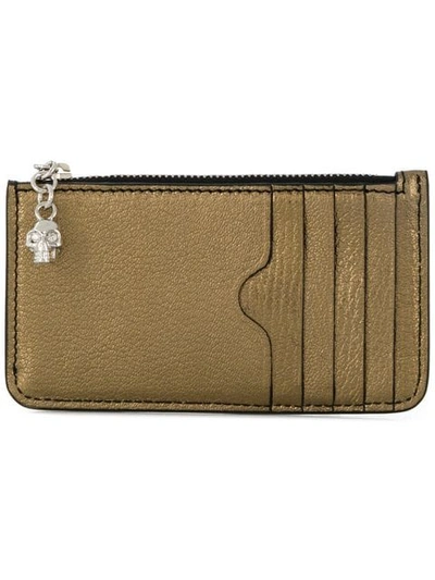 Alexander Mcqueen Skull Zipped Cardholder In Gold