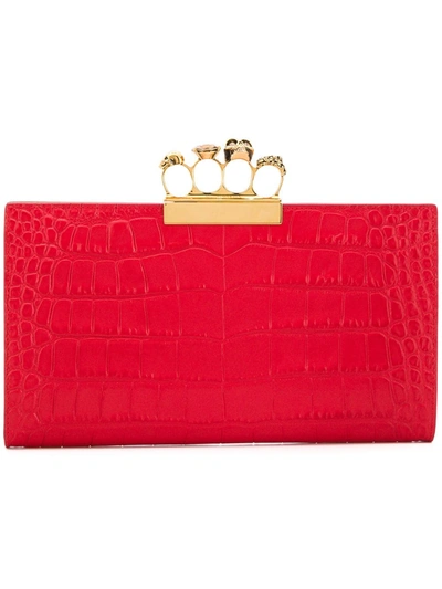 Alexander Mcqueen Knuckle Duster Clutch In Red