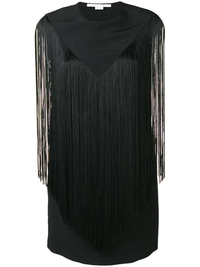 Stella Mccartney Fringed Mini Dress In Black