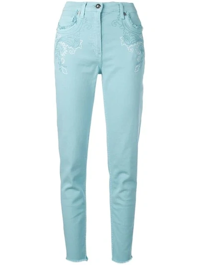Etro Embroidered Skinny Jeans In Blue