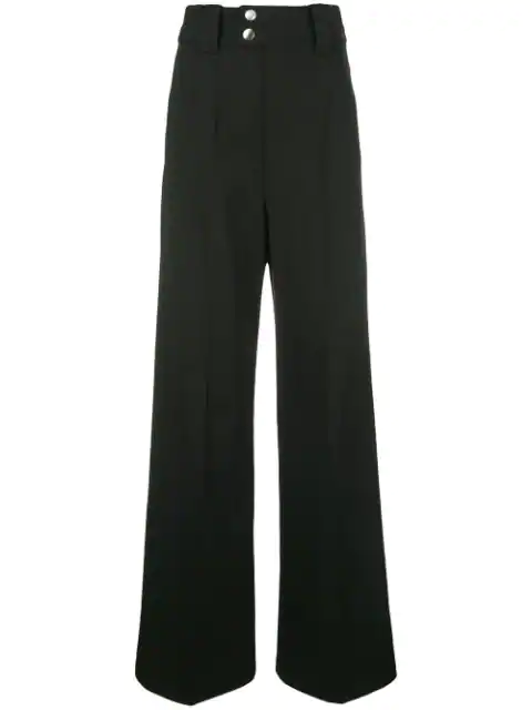 Proenza Schouler High-waist Wide-leg Stretch-wool Pants In Black | ModeSens