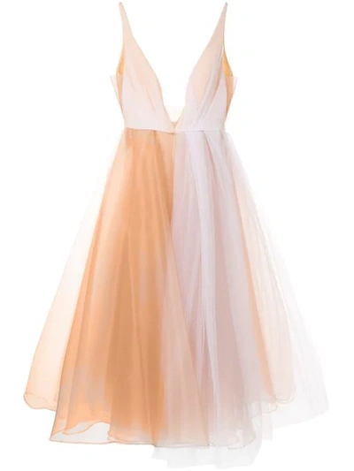 Alex Perry Joia Plunge Tulle Dress In White