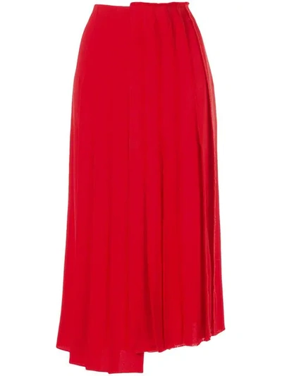 Sonia Rykiel Asymmetric Pleated Skirt In Red