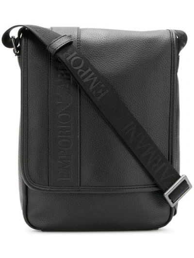 Emporio Armani Embossed Logo Messenger Bag In Black