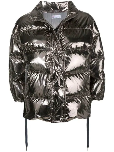 Red Valentino Metallic Padded Jacket In Silver