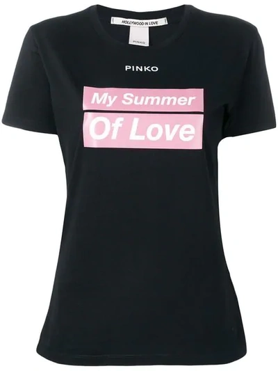 Pinko Slogan Short In Black