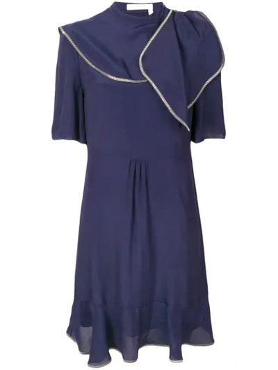 See By Chloé Contrast Stitching Dress In Blue