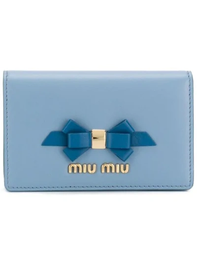 Miu Miu Bow Detail Wallet In Blue