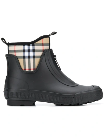 Burberry Vintage Check Rain Boots - Black In Black