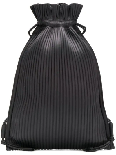 Issey Miyake Pleated Drawstring Backpack In Black