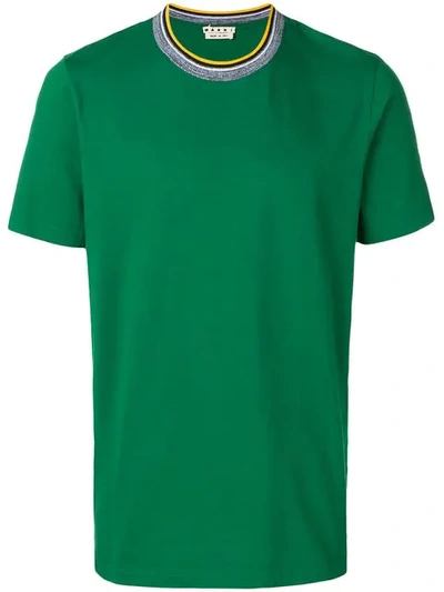 Marni Stripe-trimmed Cotton-jersey T-shirt In 00v70 Green