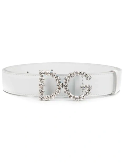 Dolce & Gabbana Dg Logo Belt In White