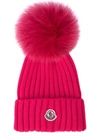 Moncler Gerippte Beanie In 559 Dark Pink