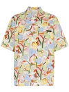 Prada Flower Print Short Sleeved Shirt In Cedro