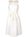 P.a.r.o.s.h Bow Detail Jacquard Dress In White