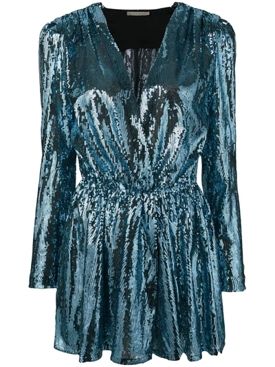 Amen Sequin-embellished Mini Dress In Blue