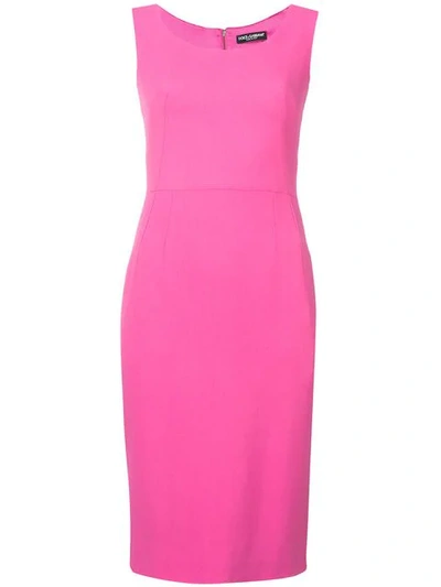 Dolce & Gabbana Fitted Midi Dress In Pink | ModeSens