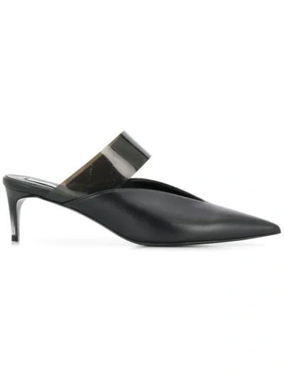 Stella Mccartney Pointed Logo Strap Mules In Black