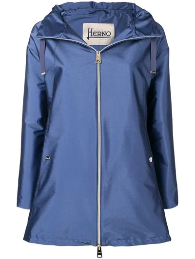 Herno Classic Rain Coat In Blue