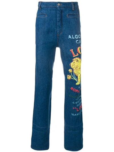 Loewe Lion Straight Jeans In Blue