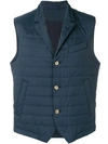 Eleventy Quilted Gilet In Blue