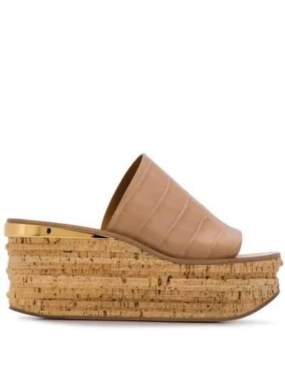 Chloé Camille Wedge Sandals In Brown