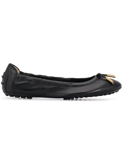 Tod's Knot Detail Ballerina Shoes In Black