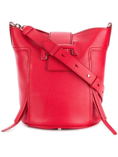 Tod's Double T Bucket Bag In Red