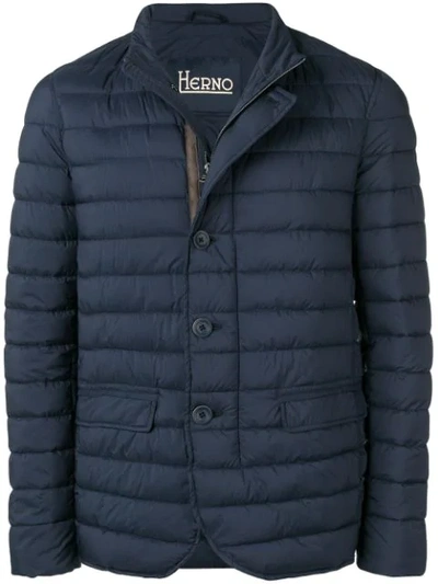 Herno Concealed Zip Jacket In Blue